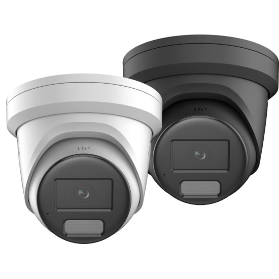 Hikvision ColorVu 4MP turret  2.8mm lens 30m illumination  130dB WDR   microphone  1 audio/ 1 alarm I/O  built-in strobe-light & siren 12VDC/POE 