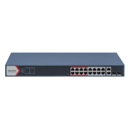 Hikvision 16 port Smart POE switch 230w POE budget  Hikvision topology management  2 combo Gigabit/SFP ports 