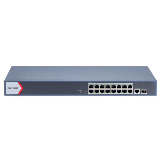Hikvision Hikvision 16-port smart gigabit POE switch 230w POE budget  Hikvision topology management 1 combo Gigabit/SFP ports 