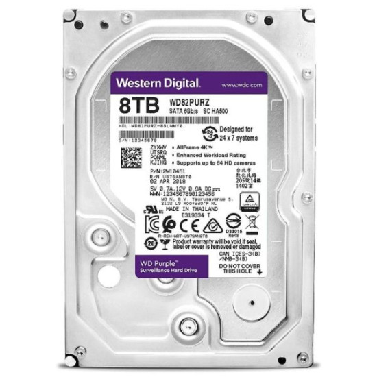 Western Digital Surveillance, 8 TB 3.5" SATA Hard Drive