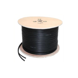 RG59 Co-Axial 75ohm with 0.5mm 2 Pair Cable. Black; 100 meters; High grade 
